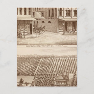 Hotel, wijngaard, Tulare Briefkaart