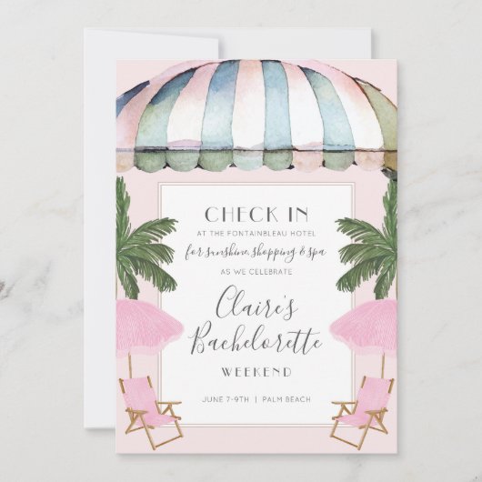 Hotel Zwembad Spa Bachelorette Weekend Uitnodiging (Voorkant)