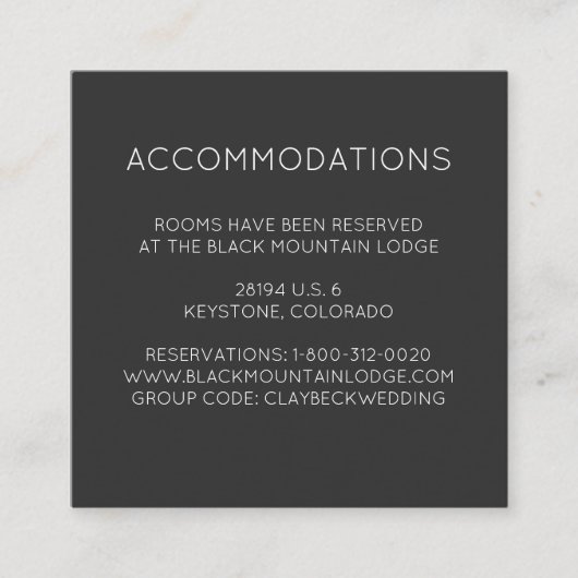Hotelaccommodatie Kaarten voor Berg Bruiloft (Voorkant)