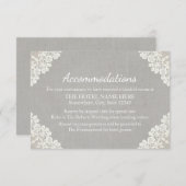 Hotelaccommodatie | Rustieke kant & grijs linnen Informatiekaartje (Voorkant / Achterkant)