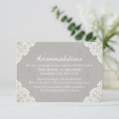 Hotelaccommodatie | Rustieke kant & grijs linnen Informatiekaartje (Staand voorkant)