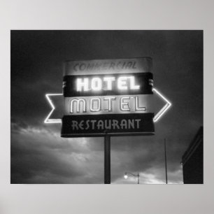 Hotelbord, 1942. Oude foto Poster