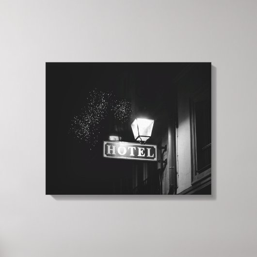  hotelbord, straatlicht en veel licht canvas afdruk (Voorkant)