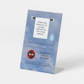 Hotelhanddoek en rookbord reclamebord met voetstuk (Voorkant)