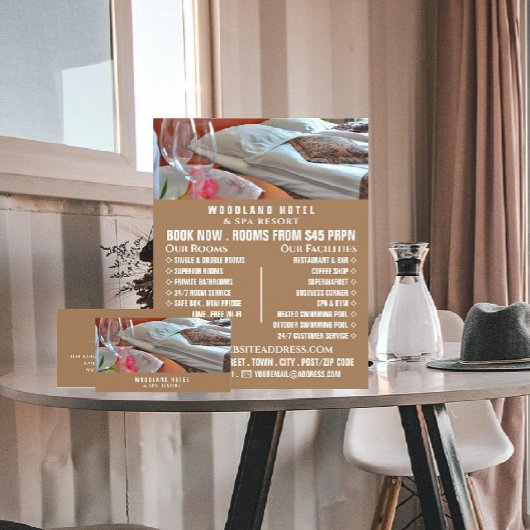 Hotelkamer, Hotelaccommodatie Reclamefolder Flyer