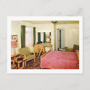 Hotelkamer Interieur jaren '50 Retro Briefkaart