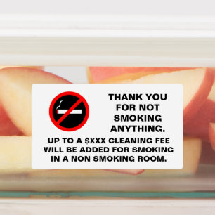 Hotelkamer rookbord rechthoekige sticker