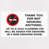 Hotelkamer rookbord rechthoekige sticker (Design 1)