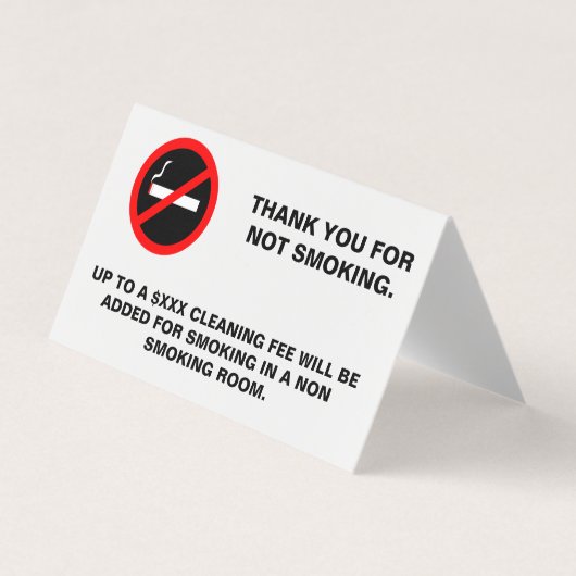 Hotelkamer rookbord rechthoekige sticker visitekaartje (Voorkant)