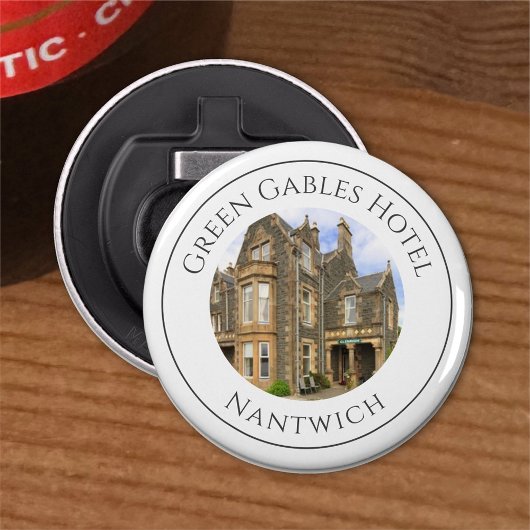 Hotelnaam en foto. Hotel Button Flesopener