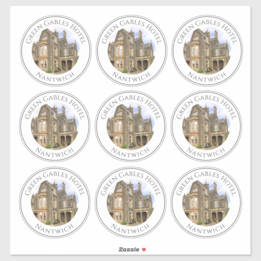 Hotelnaam en foto op blad van 9 Stickers (Vel)