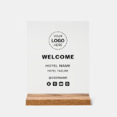 Hotelnaam & Logo Eenvoudige receptie Welkom Acryl Bord (Voorkant)