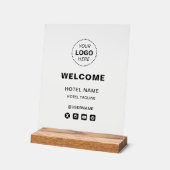 Hotelnaam & Logo Eenvoudige receptie Welkom Acryl Bord (Hoek)