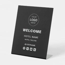 Hotelnaam & Logo Eenvoudige receptie Welkom Reclamebord Met Voetstuk