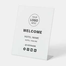 Hotelnaam & Logo Eenvoudige receptie Welkom Reclamebord Met Voetstuk