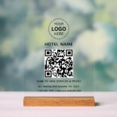 Hotelnaam Logo & QR code Diensten Prijzen Details Acryl Bord (Neutraal)