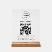 Hotelnaam Logo & QR code Diensten Prijzen Details Acryl Bord (Voorkant)