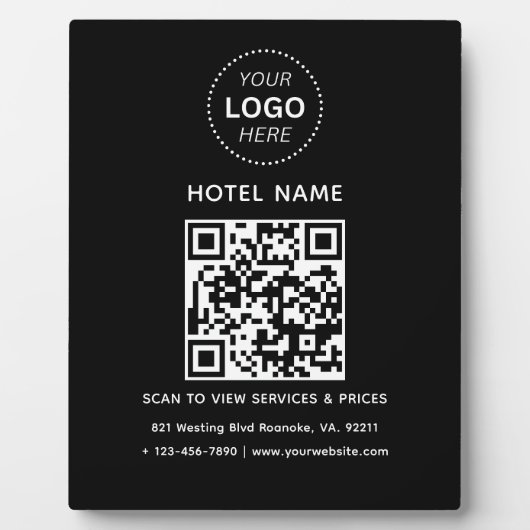 Hotelnaam Logo & QR code Diensten Prijzen Details Fotoplaat (Voorkant)