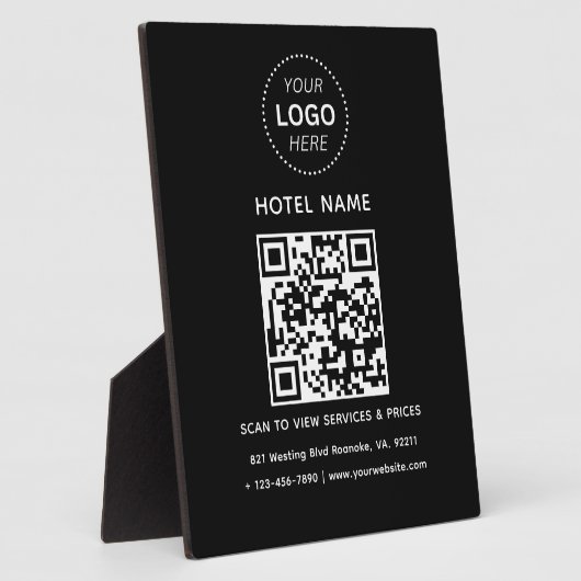 Hotelnaam Logo & QR code Diensten Prijzen Details Fotoplaat (Zijkant)