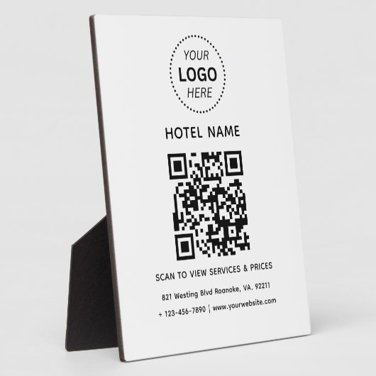 Hotelnaam Logo & QR code Diensten Prijzen Details Fotoplaat (Zijkant)