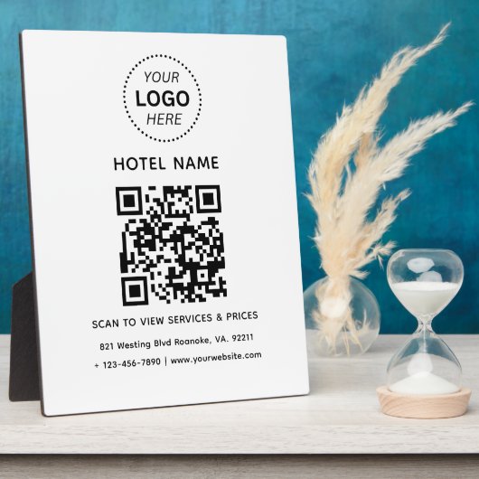 Hotelnaam Logo & QR code Diensten Prijzen Details Fotoplaat (Zijkant)