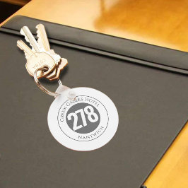 Hotelnaam plus kamernummer op een Sleutelhanger