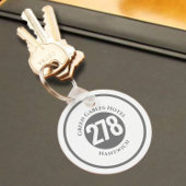 Hotelnaam plus kamernummer op een Sleutelhanger