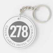 Hotelnaam plus kamernummer op een Sleutelhanger (Achterkant)