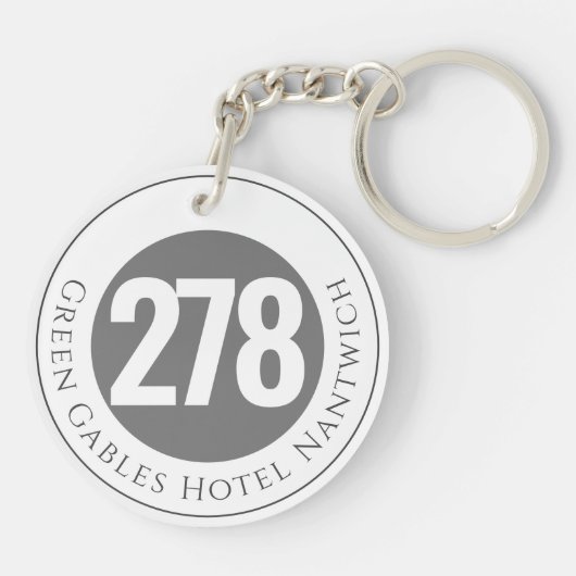 Hotelnaam plus kamernummer op een Sleutelhanger (Achterkant)