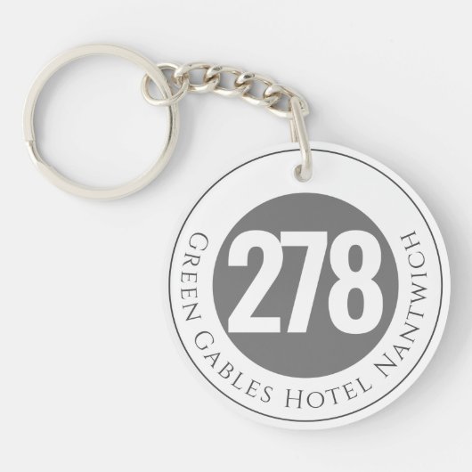 Hotelnaam plus kamernummer op een Sleutelhanger (Voorkant)