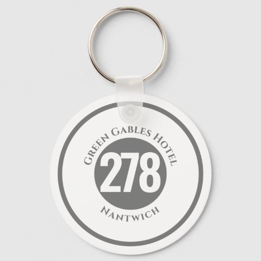 Hotelnaam plus kamernummer op een Sleutelhanger (Voorkant)
