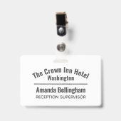 Hotelpersoneel Identiteitskaart Badge (Voorzijde met clip)