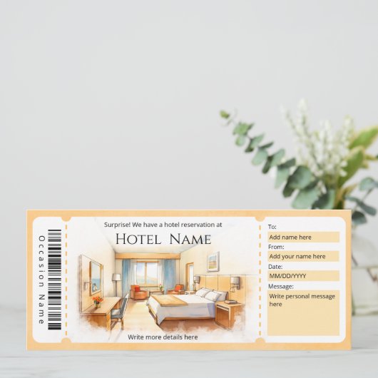 Hotelreservering Staycation Cadeaubon Kaart (Staand voorkant)