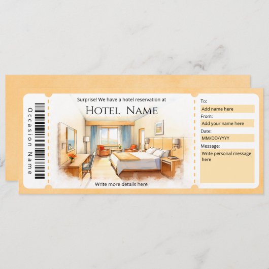 Hotelreservering Staycation Cadeaubon Kaart (Voorkant / Achterkant)