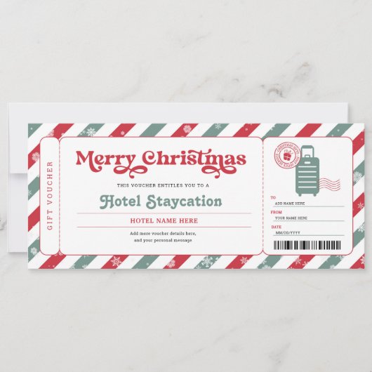 Hotelreservering verblijf Kerstcadeaubon Kaart (Voorkant)