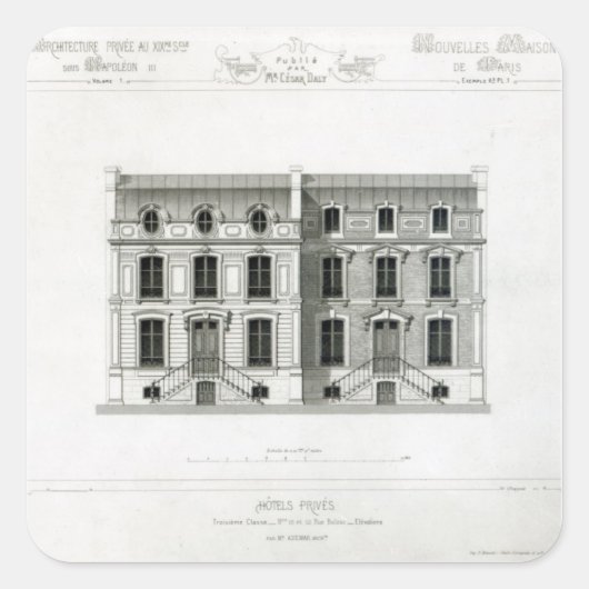 Hotels Prives, 10 & 12 Rue Balzac, Parijs Vierkante Sticker (Voorkant)