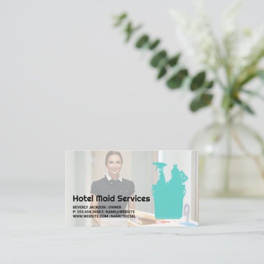 hotelschoonmaker | Maid Services Visitekaartje (Staand voorkant)