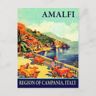 Hotelterras in Amalfi, Campania, Italië, reizen Briefkaart