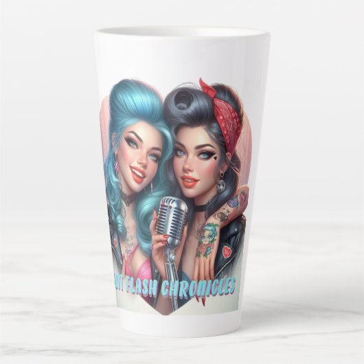 Hotflash Chronicles - Sip, Lach, Herhaal Latte Cup Latte Mok (Voorkant)