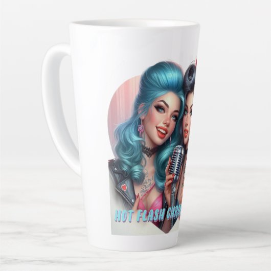 Hotflash Chronicles - Sip, Lach, Herhaal Latte Cup Mok (Linkerhoek)