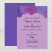 Hothouse Dahlias Paarse Floral Wedding Kaart (Voorkant / Achterkant)