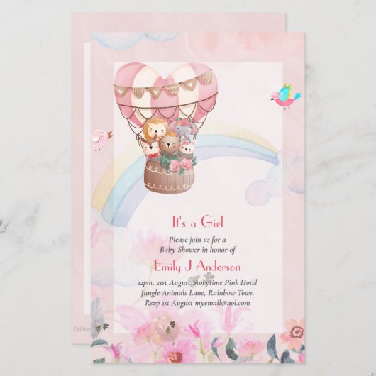  hotline ballondieren Baby Girl Shower (Voorkant / Achterkant)