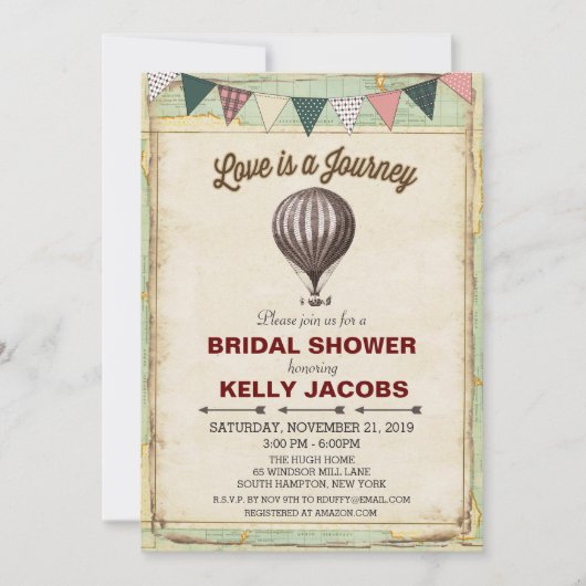  hotline luchtballon — Shower-uitnodiging Kaart (Voorkant)