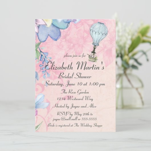  hotline luchtballon — Shower-uitnodiging Kaart (Staand voorkant)