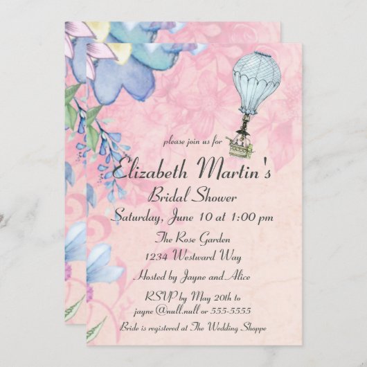  hotline luchtballon — Shower-uitnodiging Kaart (Voorkant / Achterkant)