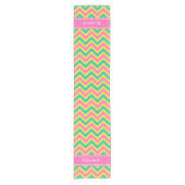 HotPink2 Blauwgroen ananas LG Chevron Name Monogra Korte Tafelloper (Voorkant)