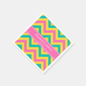 HotPink2 Blauwgroen ananas LG Chevron Name Monogra Servetten (Hoek)