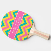 HotPink2 Blauwgroen ananas LG Chevron Name Monogra Tafeltennisbatje (Zijkant)