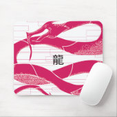 Hotpink Dragon Japanse Draak Witte Achtergrond Muismat (Met muis)