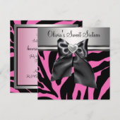 HotPink Zebra Sweet Sixteen Birthday Kaart (Voorkant / Achterkant)